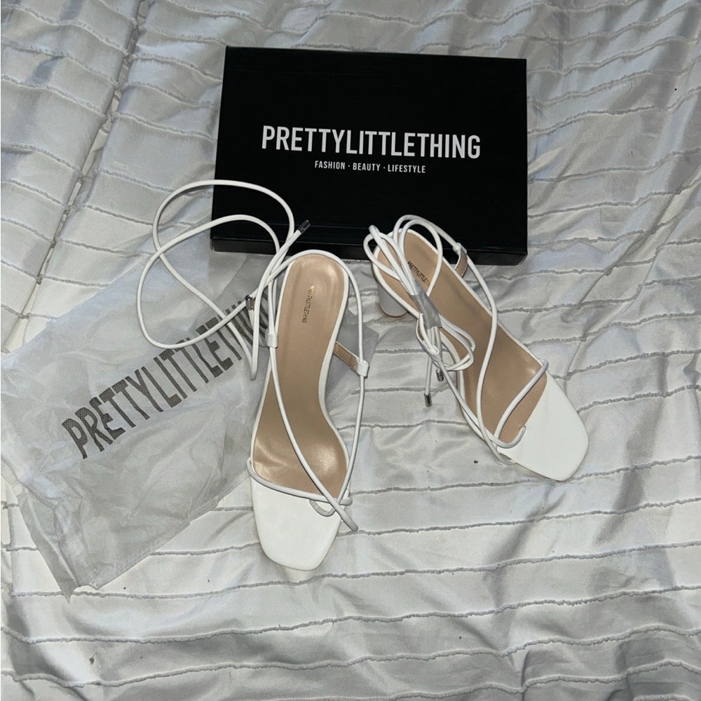 White heels sandals size 10